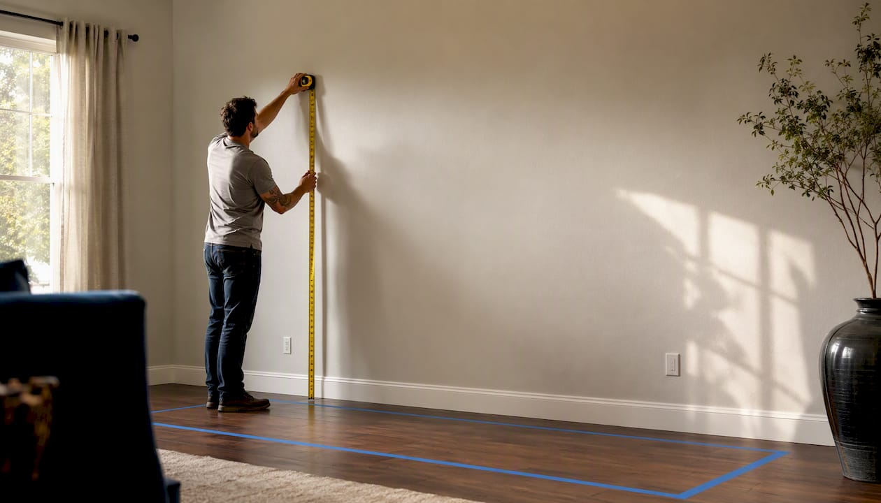 Measuring wall length for sofa placement