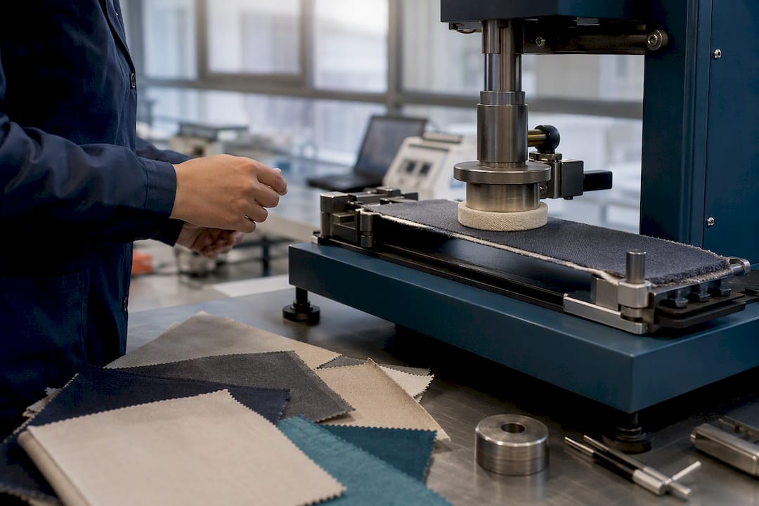 Fabric abrasion test with cotton duck abradant