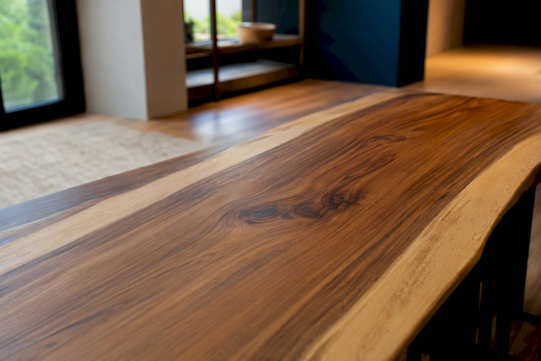 Close-up of wooden table grain and texture