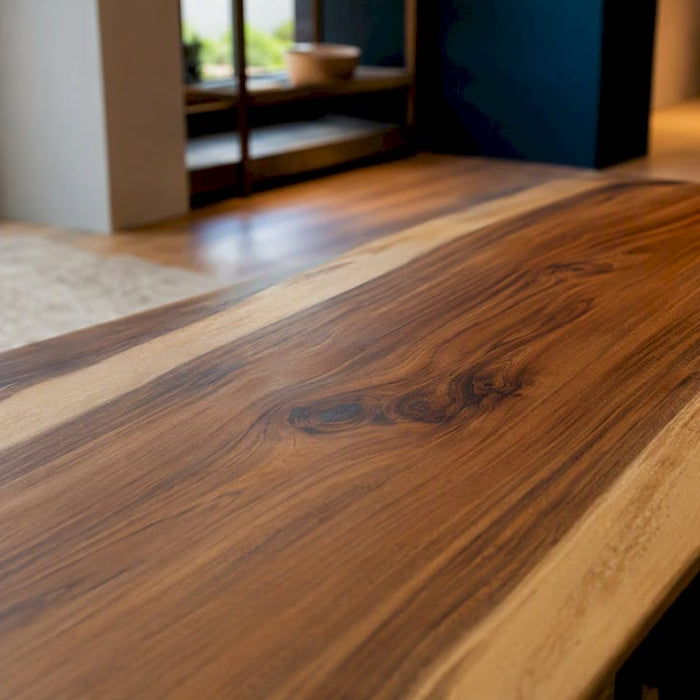 Close-up of wooden table grain and texture
