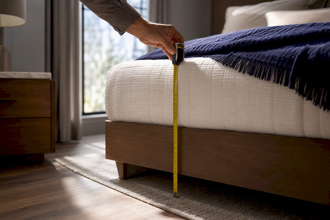 Tape measure checking mattress top height