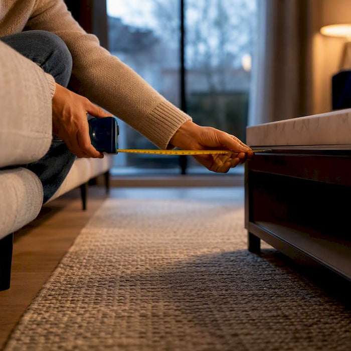 Measuring space between sofa and table