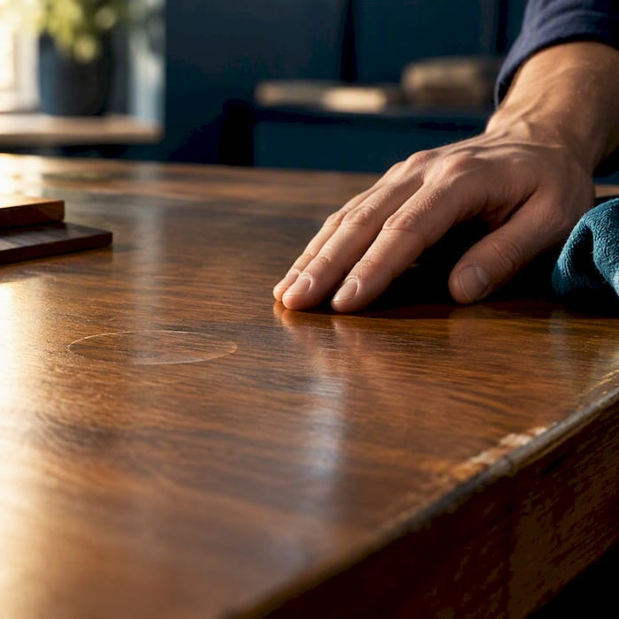 Close-up of durable wood table finish