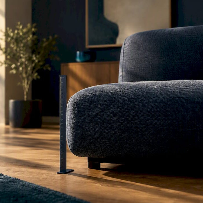 Partial low sofa with seat height gauge