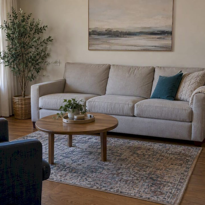 Sofa sized proportionally to a living room