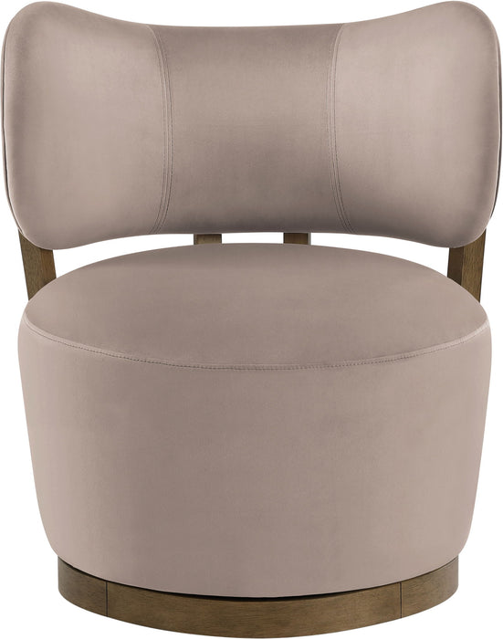 Elara - Velvet Upholstered Swivel Accent Chair - Taupe
