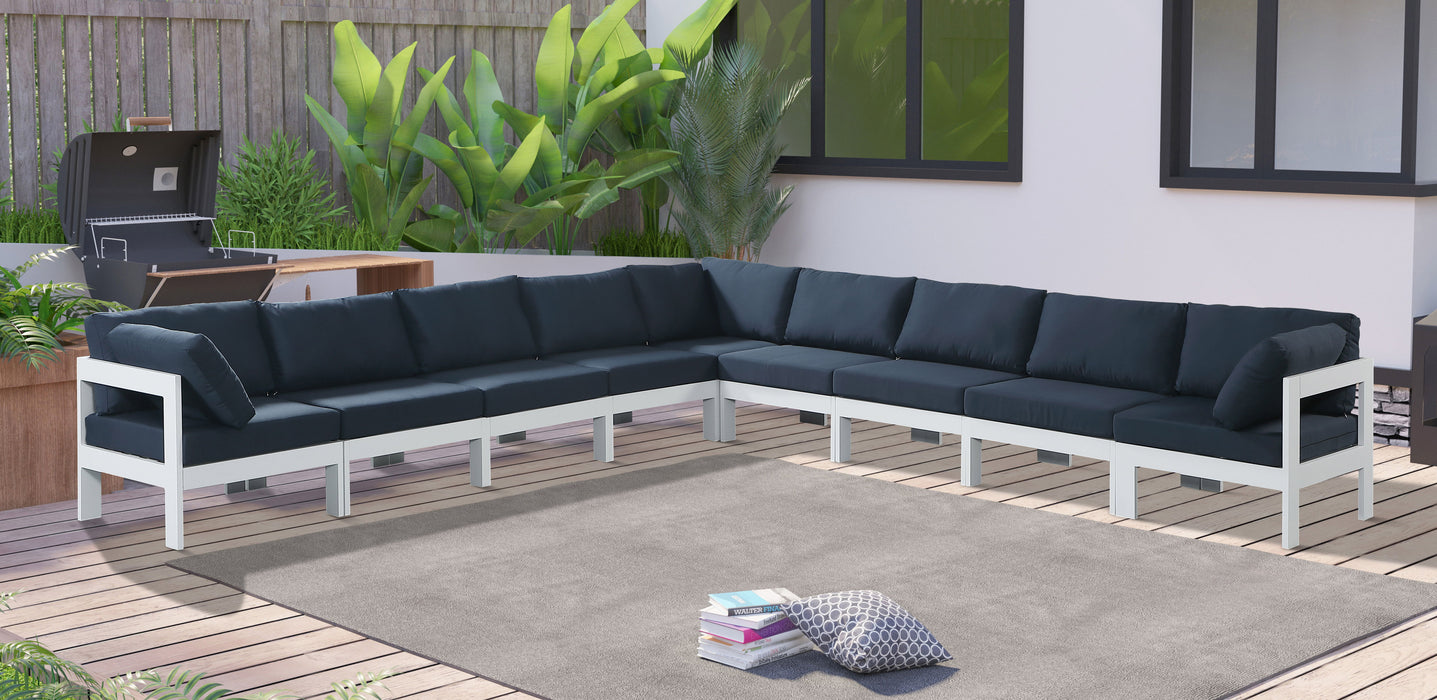 Nizuc - Outdoor Patio 9 Piece Modular Sectional With White Frame