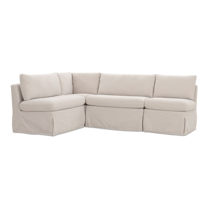 Fable - Slipcover Dining Banquette L-Shape Sectional With Slipper Chair - Beige