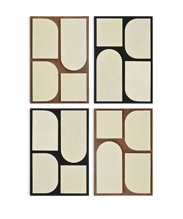 Icon - Mango Wood 4 Piece Wall Art - Black / Natural