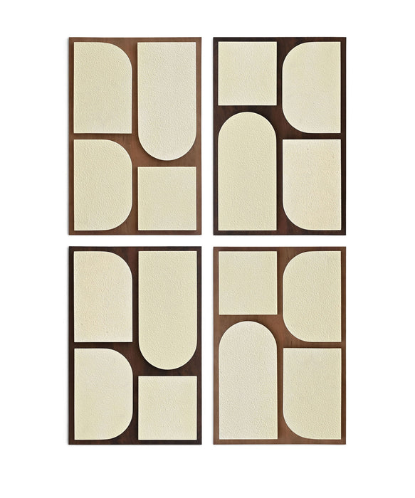 Icon - Mango Wood 4 Piece Wall Art - Brown / Natural