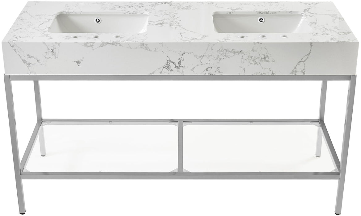 Marmo - Engineered Marble Bathroom Vanity With Chrome Base