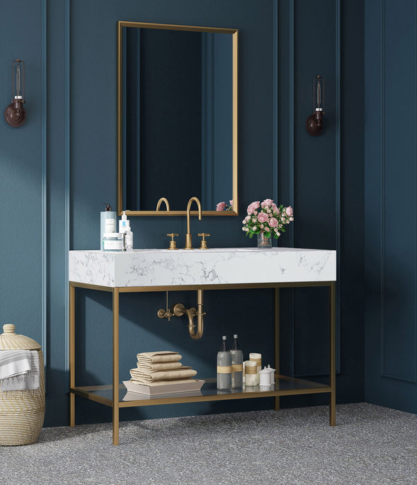 Marmo - Engineered Marble Bathroom Vanity With Gold Base