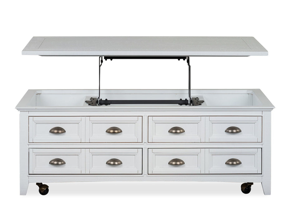 Heron Cove - Lift Top Storage Cocktail Table With Casters - Chalk White