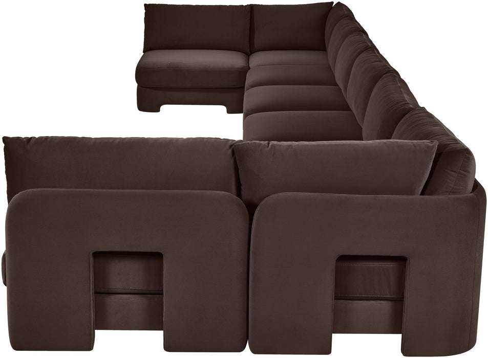 Hammond - Velvet Performance Fabric Upholstered 8 Piece U-Shaped Armless Sectional - Beige