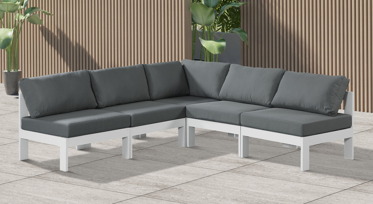 Nizuc - Outdoor Patio 5 Piece Modular Sectional With White Frame