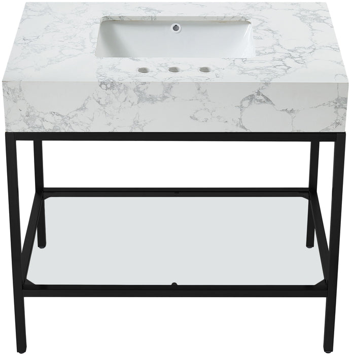 Marmo - Engineered Marble Bathroom Vanity With Black Base