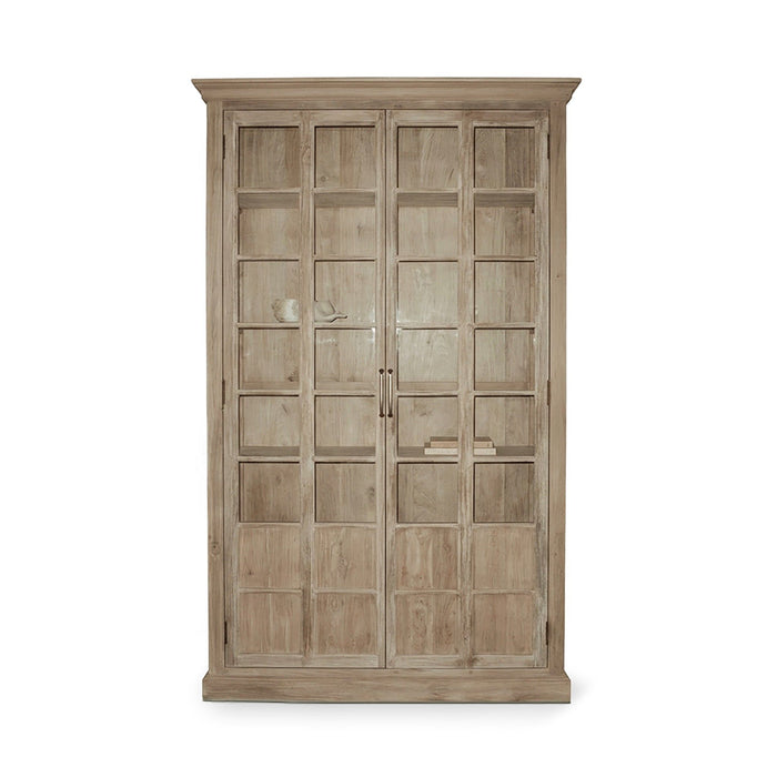 Clairmont - Wood 95" Glass Almirah - Light Brown