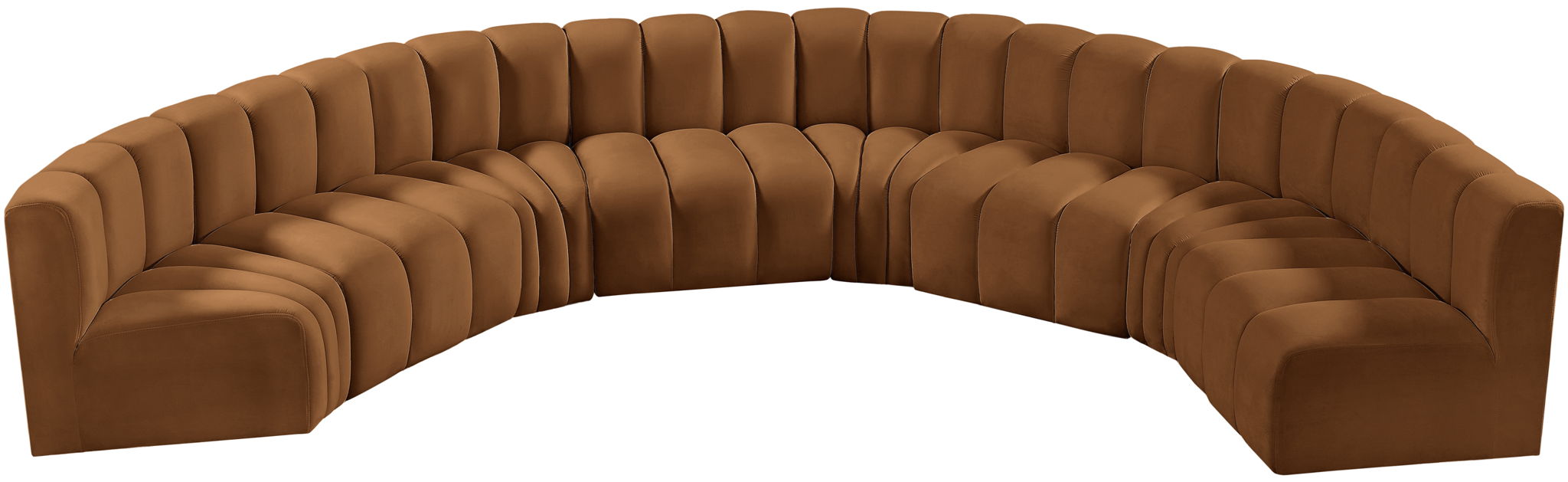 Arc - Velvet 8 Piece U-Shaped Modular Sofa - Saddle