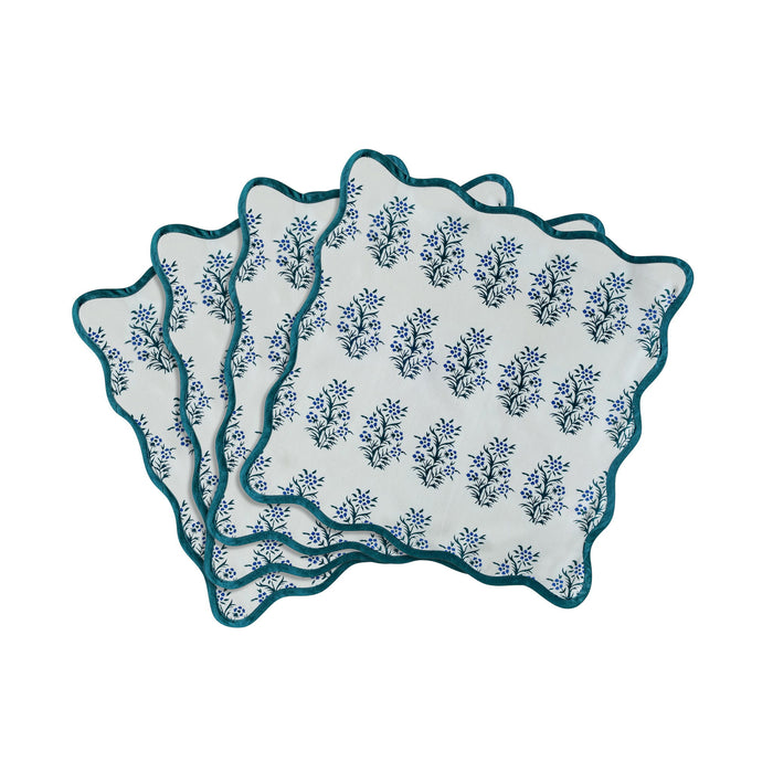 Crissy - Cotton Canvas Printed Napkins (Set of 4) - Blue Cornflower