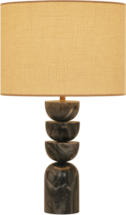 Opus - Genuine Marble, Linen Textured Fabric And Brass Table Lamp