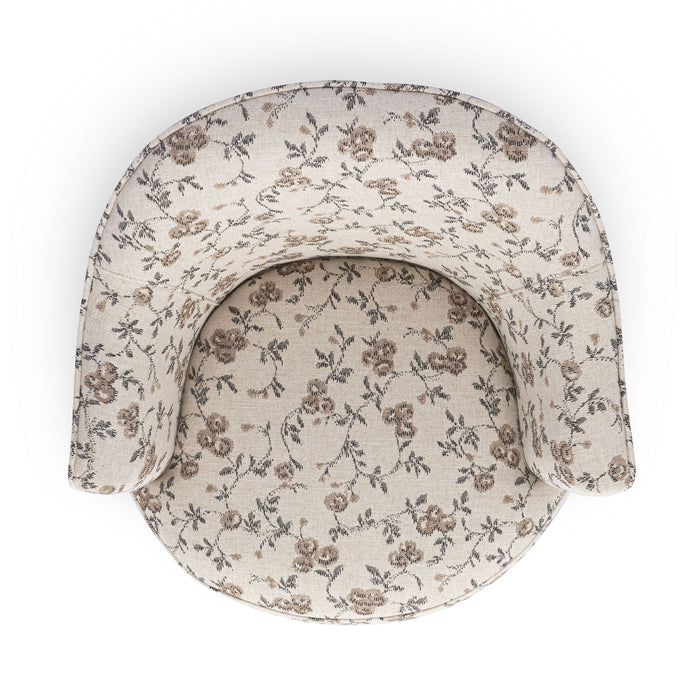 Skyla - Floral Jacquard Swivel Accent Chair - Beige
