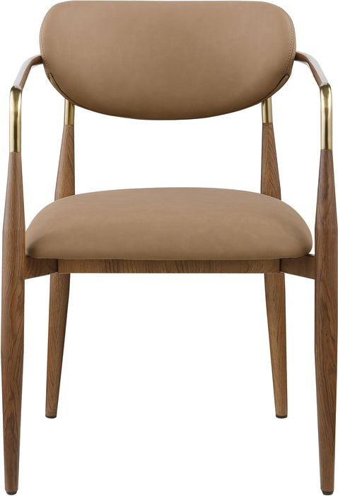 Ronda - Vegan Leather Upholstered Dining Arm Chair - Walnut Legs