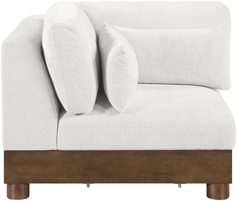 Turin - Chenille Fabric Upholstered Modular Corner Chair - Walnut Base