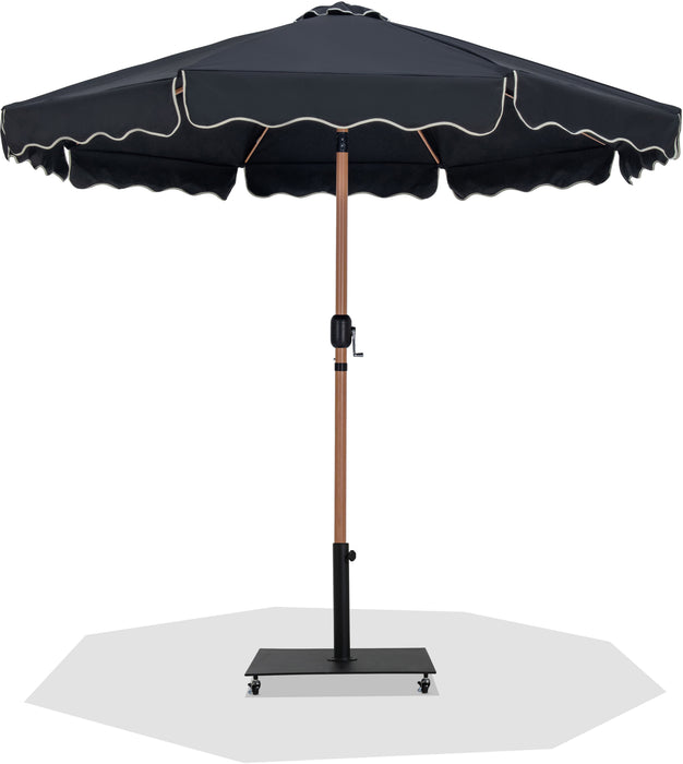 brown patio umbrella stand Amalfi Fabric with Piping / Aluminum Patio Umbrella with Base Sets