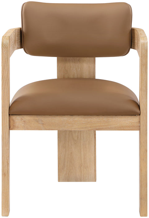 Sacha - Vegan Leather Upholstered Dining Chair With Natural Base (Set of 2)