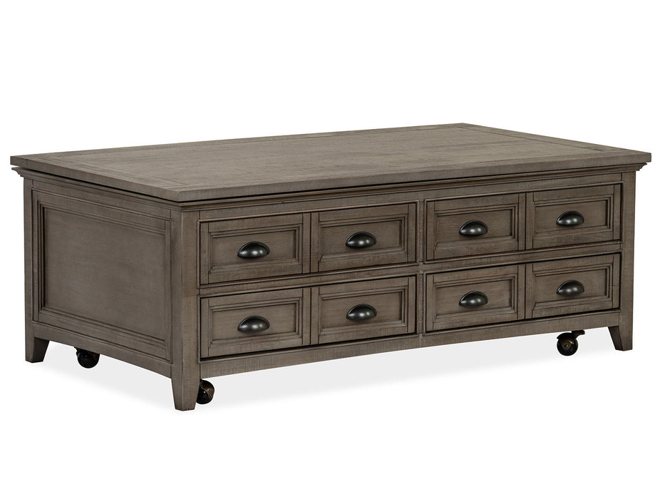 Paxton Place - Lift Top Storage Cocktail Table With Casters - Dovetail Gray