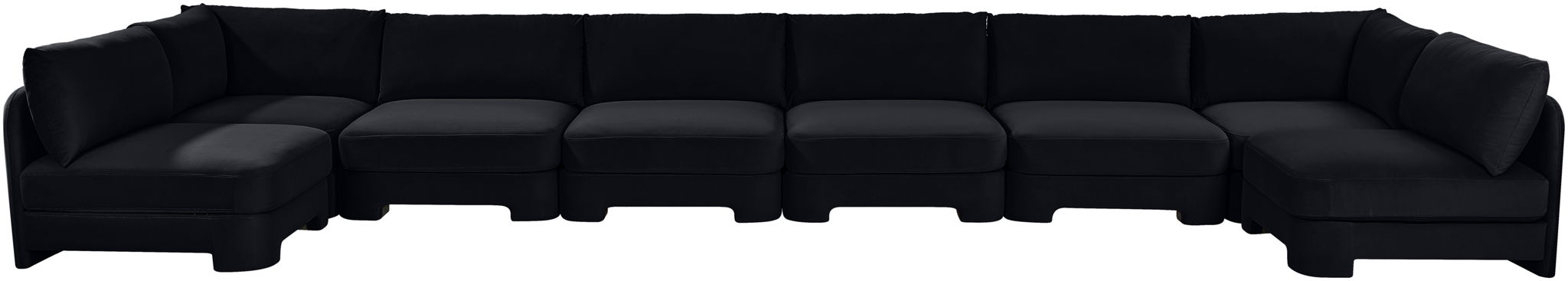 Hammond - Velvet Performance Fabric Upholstered 8 Piece U-Shaped Armless Sectional - Beige