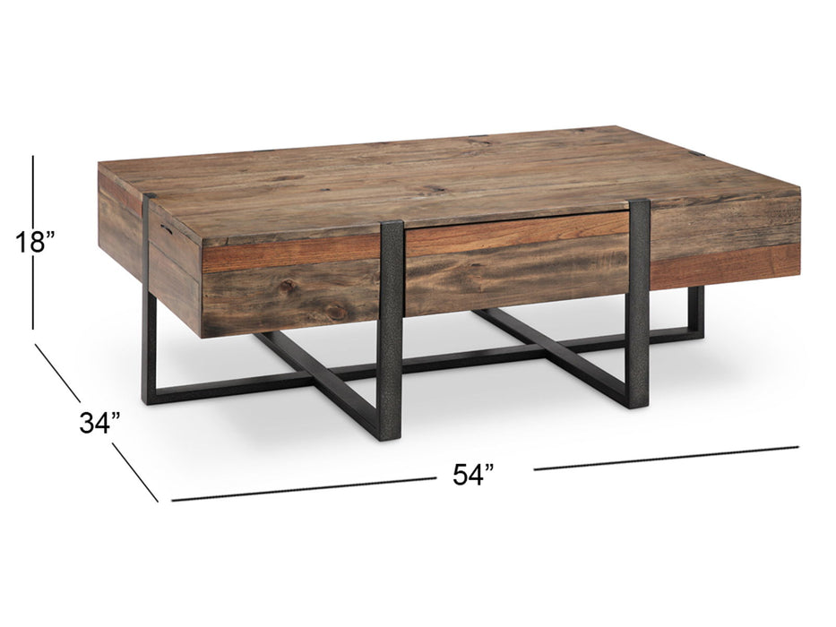 Prescott - Modern Reclaimed Wood Rectangular Cocktail Table - Rustic Honey