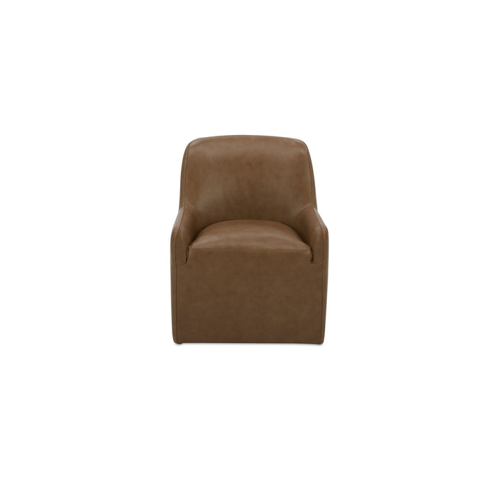 Maisie - Rolling Dining Chair - Tan Leather
