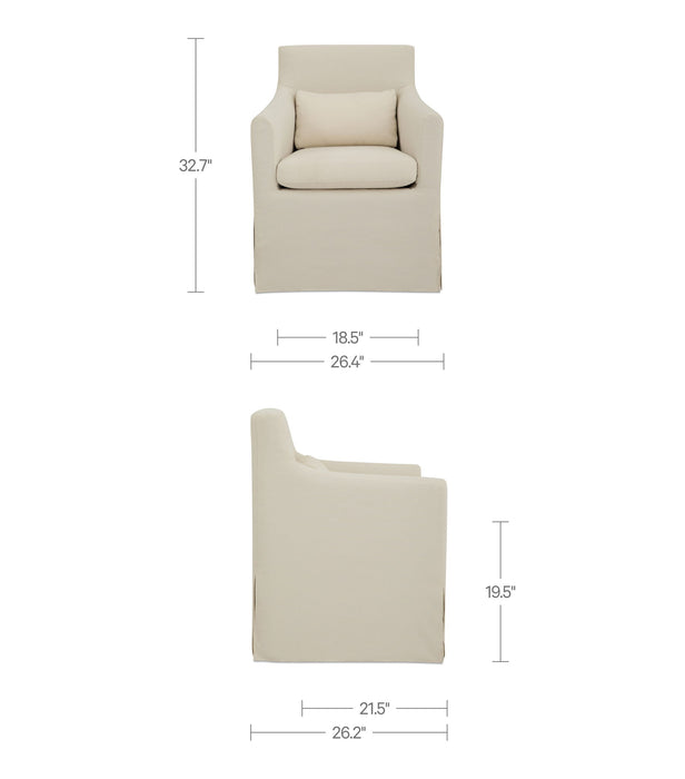 Lydia - Outdoor Slipcover Dining Chair - Cream
