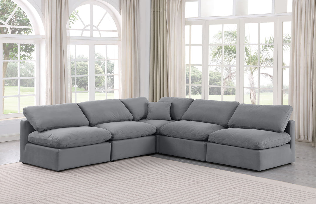 Indulge - Velvet 5 Piece Modular Corner Armless Sectional