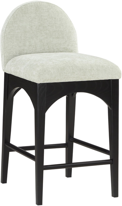 Waldorf - Chenille Stool With Black Legs