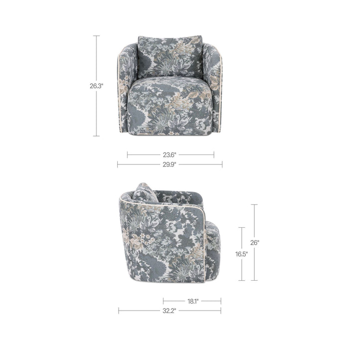 Cecil - Accent Chair Tapestry - Blue / Gray