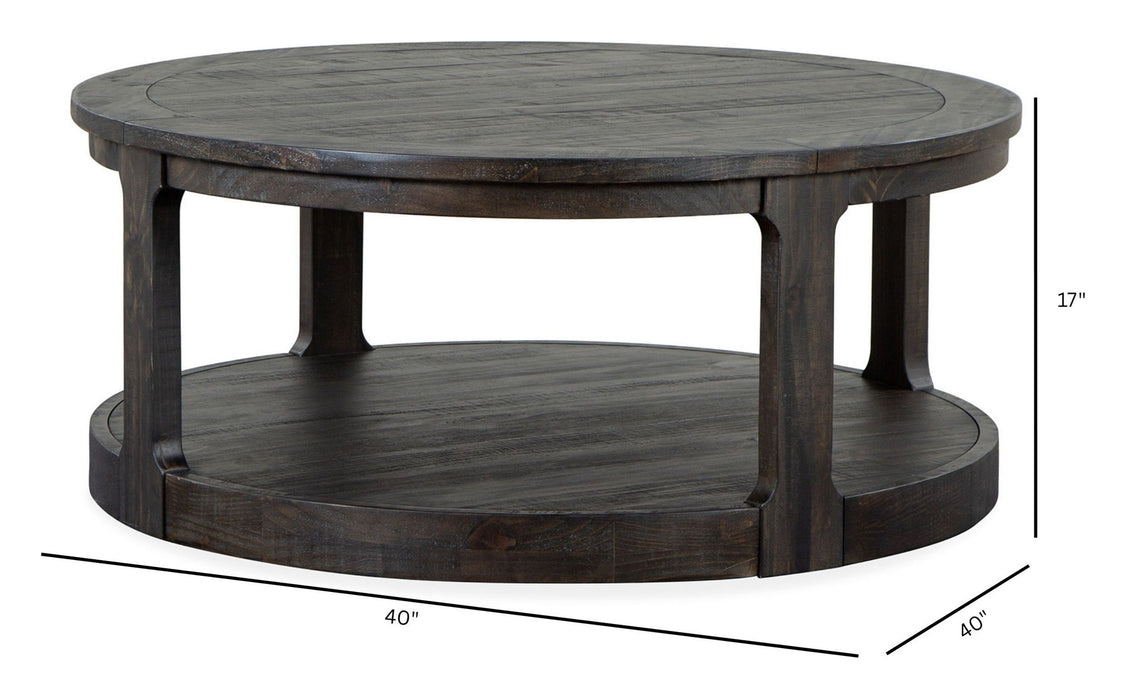 Boswell - Round Cocktail Table (With Casters) - Peppercorn