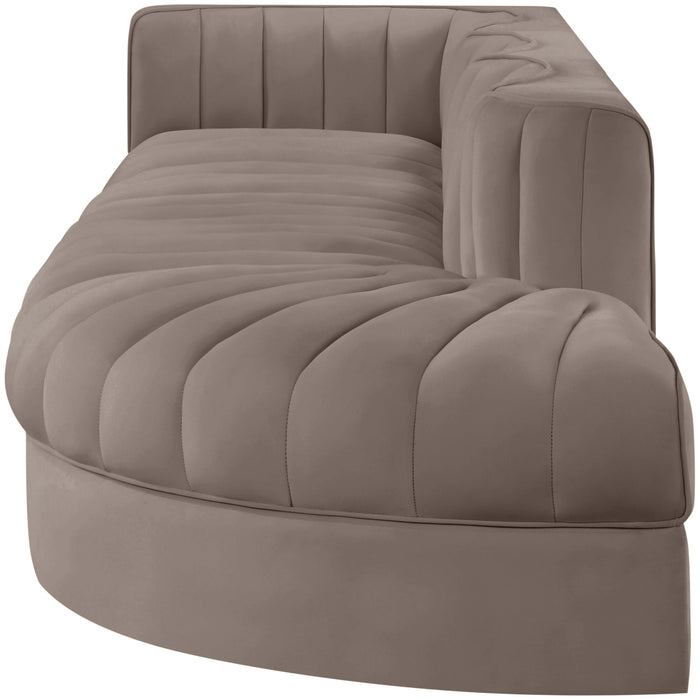 Rummi - Velvet Performance Fabric Upholstered 4 Piece Modular Sectional With Reverse Corner Chair