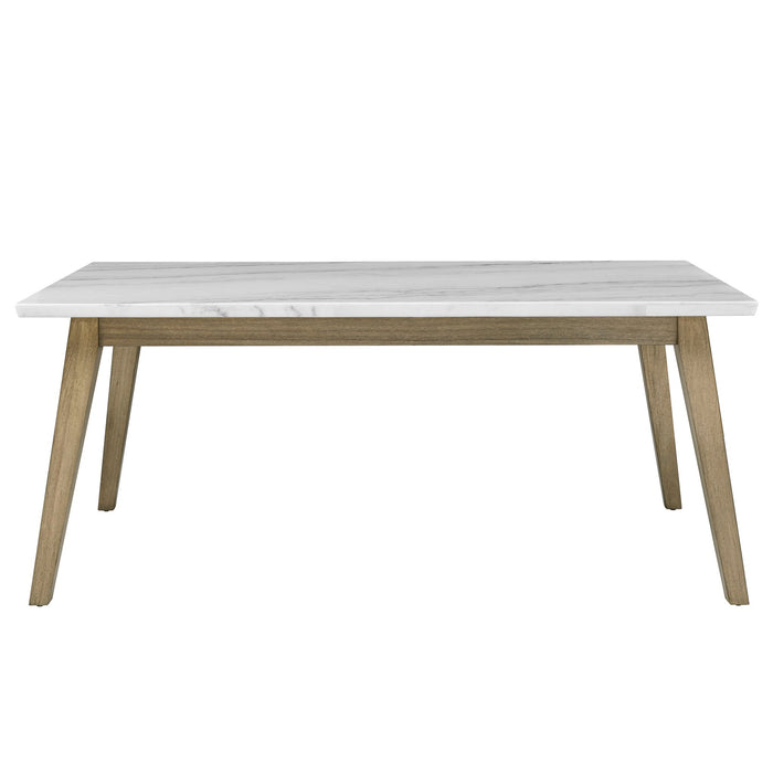Vida - White Marble Top Dining Table - Dark Brown