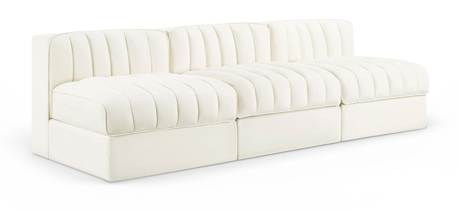 Rummi - Velvet Performance Fabric Upholstered 3 Piece Modular Armless Sofa