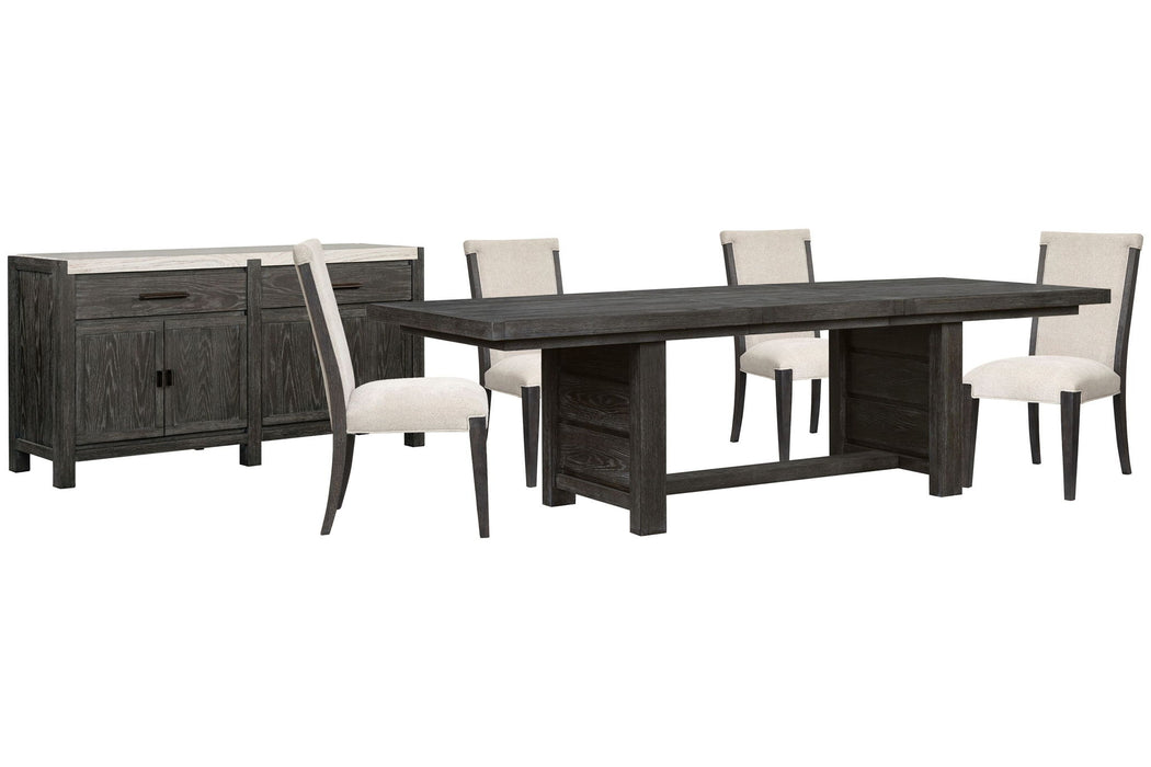 Plum Creek - 6 Piece Extendable Trestle Dining Table Set