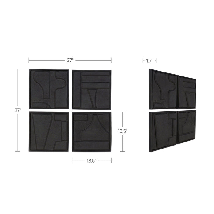 Alva - Wall Sculpture (Set of 4) - Black
