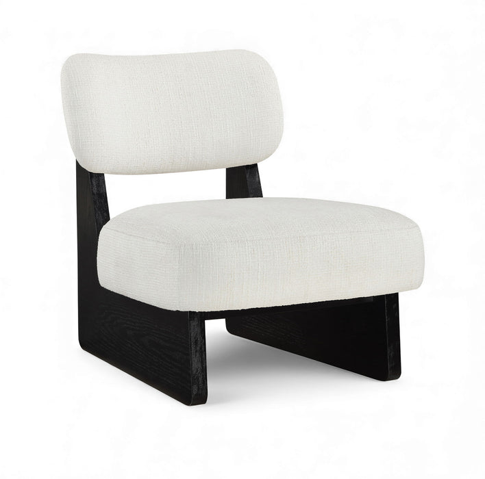 Vetra - Linen Textured Fabric Upholstered Accent Chair With Black Base