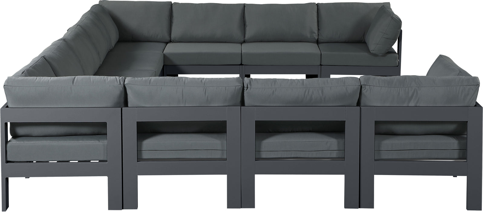 Nizuc - Outdoor Patio 11 Piece Modular Sectional With Gray Frame