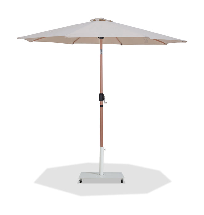 Fiji - Aluminum Patio Umbrella With Square White And Teak Base