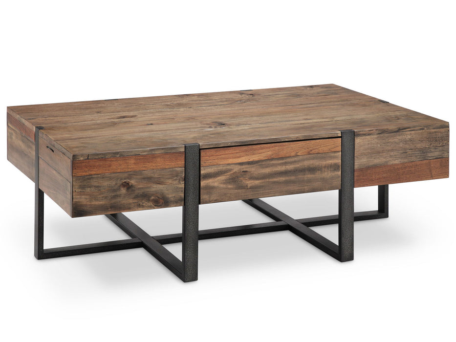 Prescott - Modern Reclaimed Wood Rectangular Cocktail Table - Rustic Honey