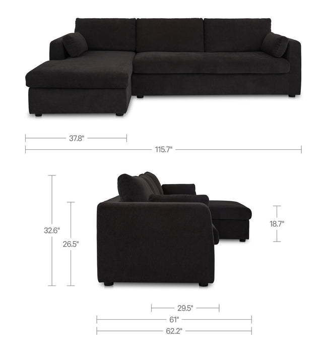 Burrow - Sleeper Sectional With Left Storage Chaise - Black