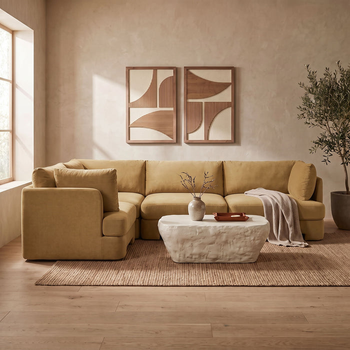 Hammond - Velvet Performance Fabric Upholstered 4 Piece Sectional