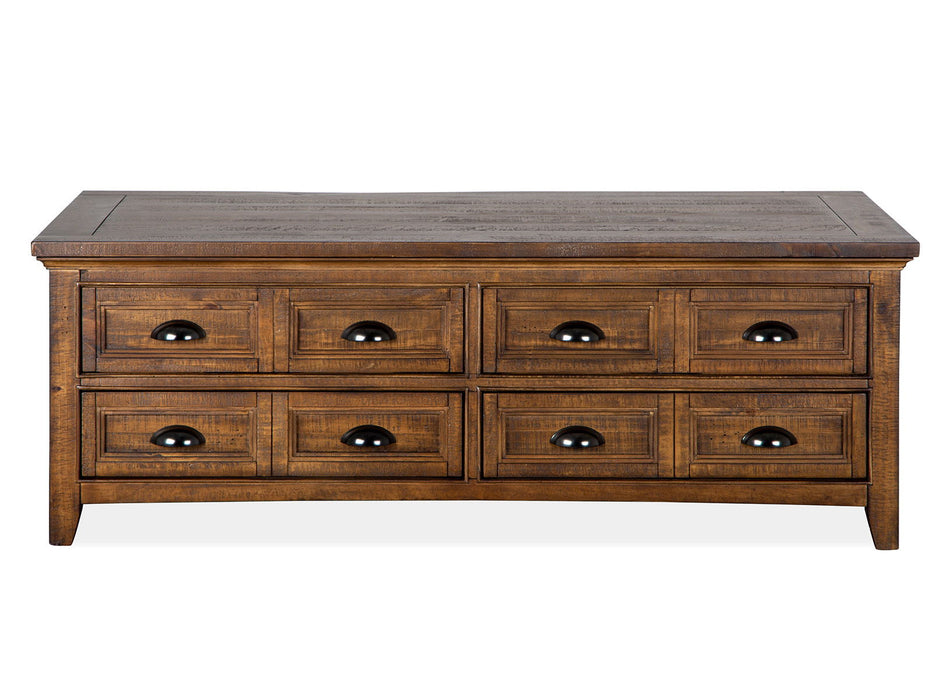 Bay Creek - Lift Top Storage Cocktail Table With Casters - Toasted Nutmeg